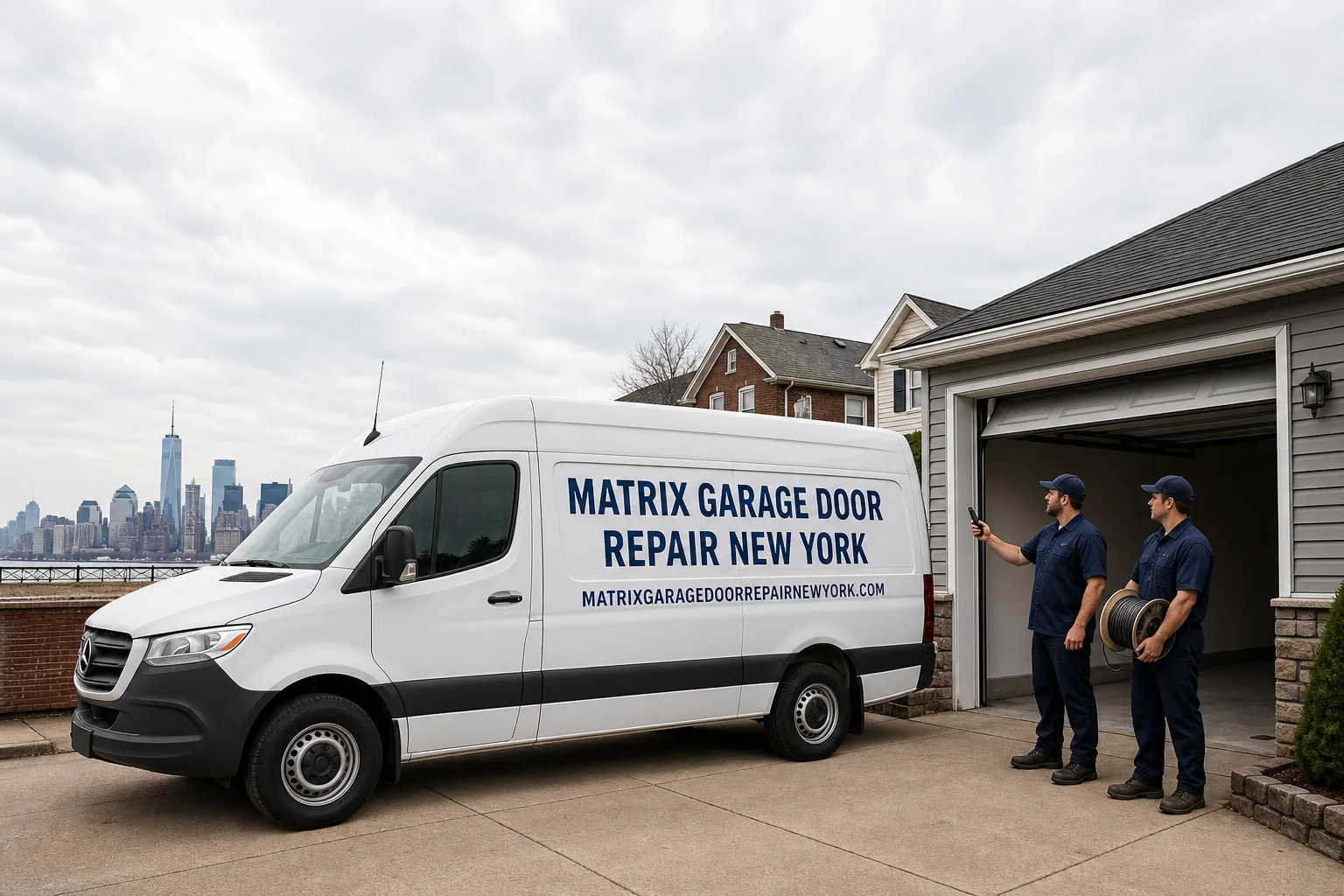 Matrix Garage Door Repair New York service vehicle and crew in New York, NY